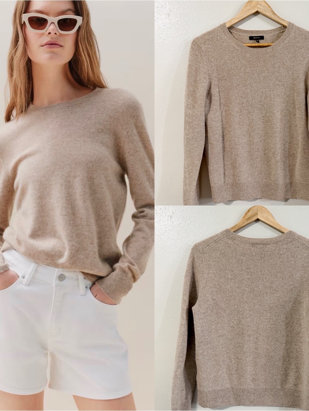 Quince Mongolian Cashmere Crewneck Sweater Oatmeal Size M